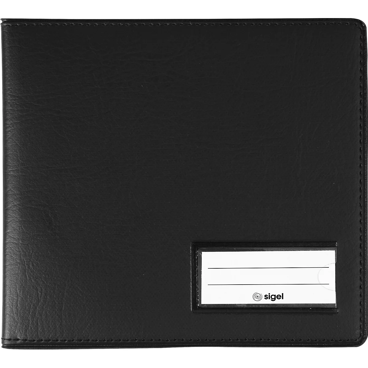 Chemise noire avec une étiquette blanche et le mot "sigel".