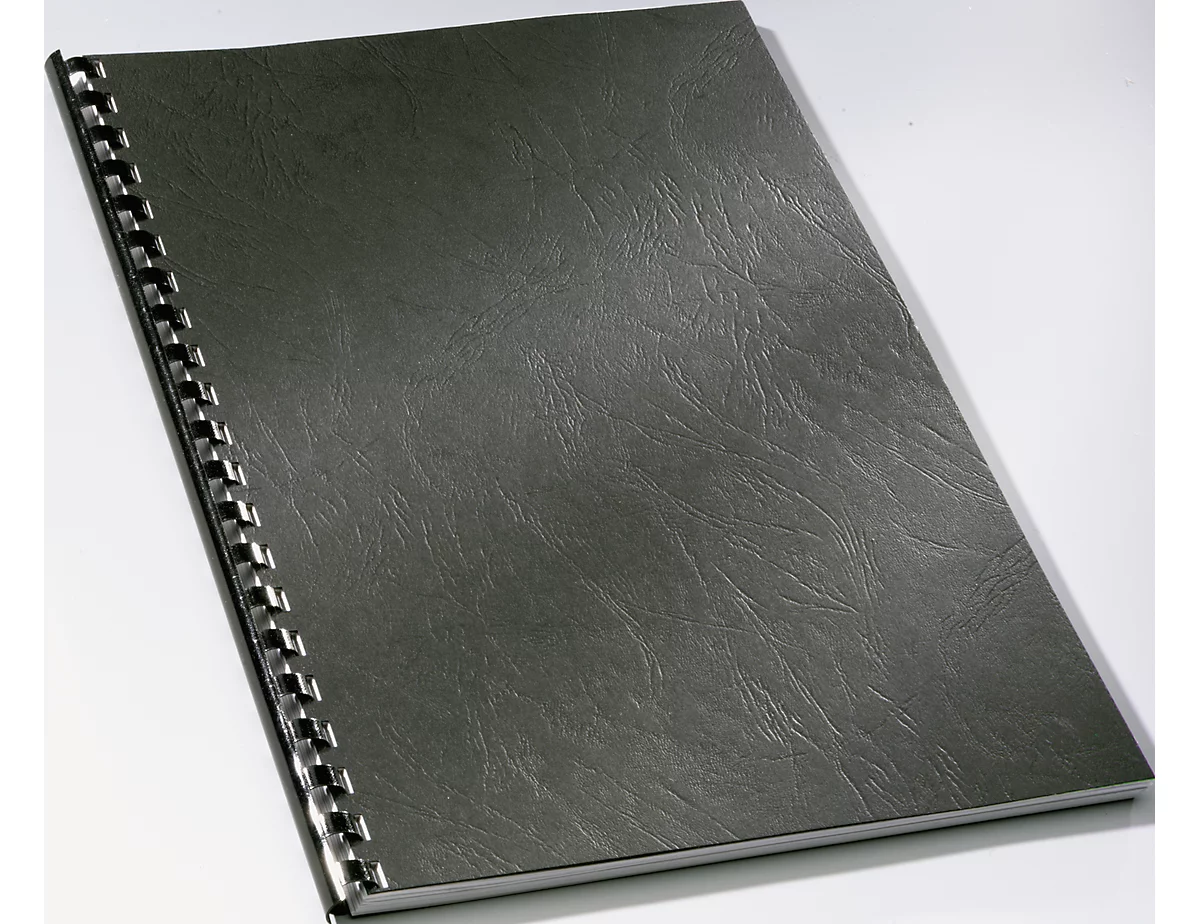 Couvertures carton pour perforelieuse, grain cuir, format A4, noir, 100 p.