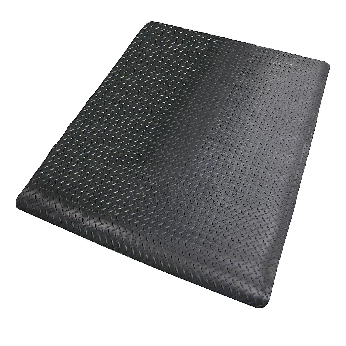 Black anti-fatigue mat with a diamond pattern.