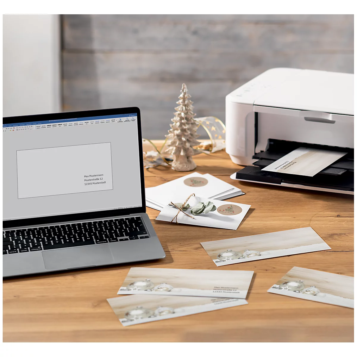 Cozy Christmas' enveloppe, 90 g speciaal papier, DIN lang (110x220 mm), gegomd, inkjet &amp; laser printer, 50 stuks