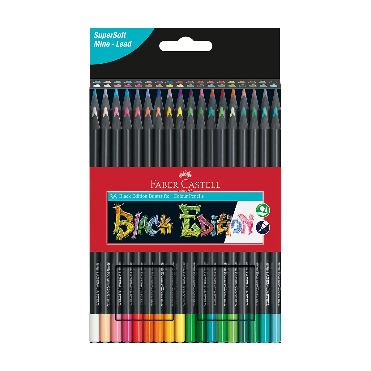 Crayons de couleur Faber-Castell Black Edition, couleurs assorties, étui de  12/24/36 acheter à prix avantageux