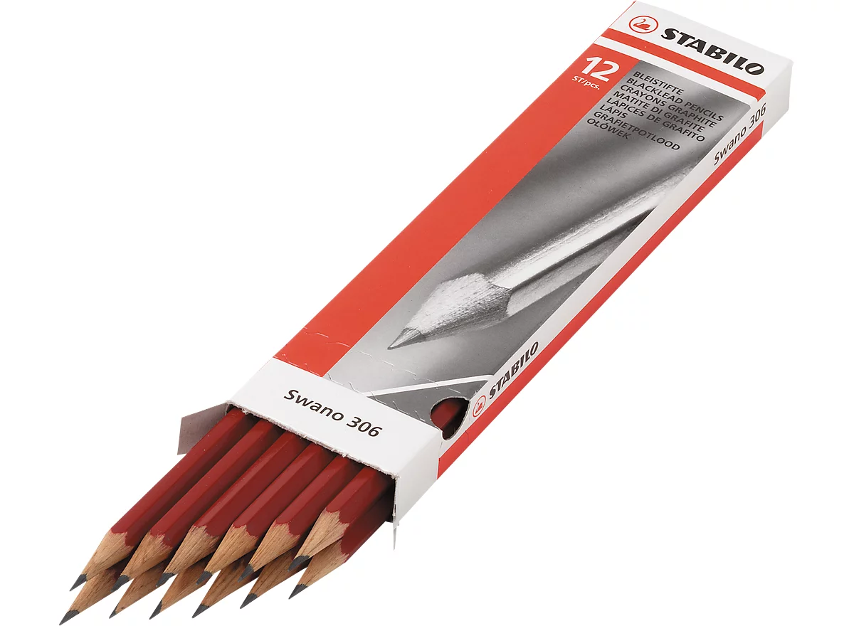 Crayons graphite Swano 306 Stabilo, degré de dureté B, 12 pièces