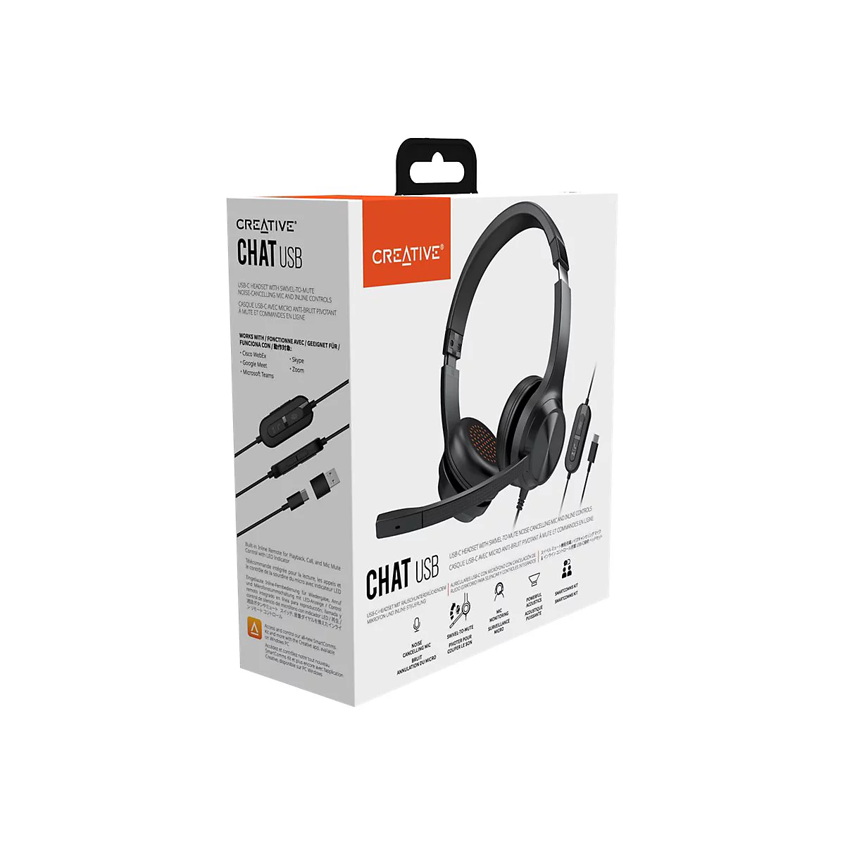 Creative Chat USB - Headset - On-Ear - kabelgebunden - USB-C - Schwarz