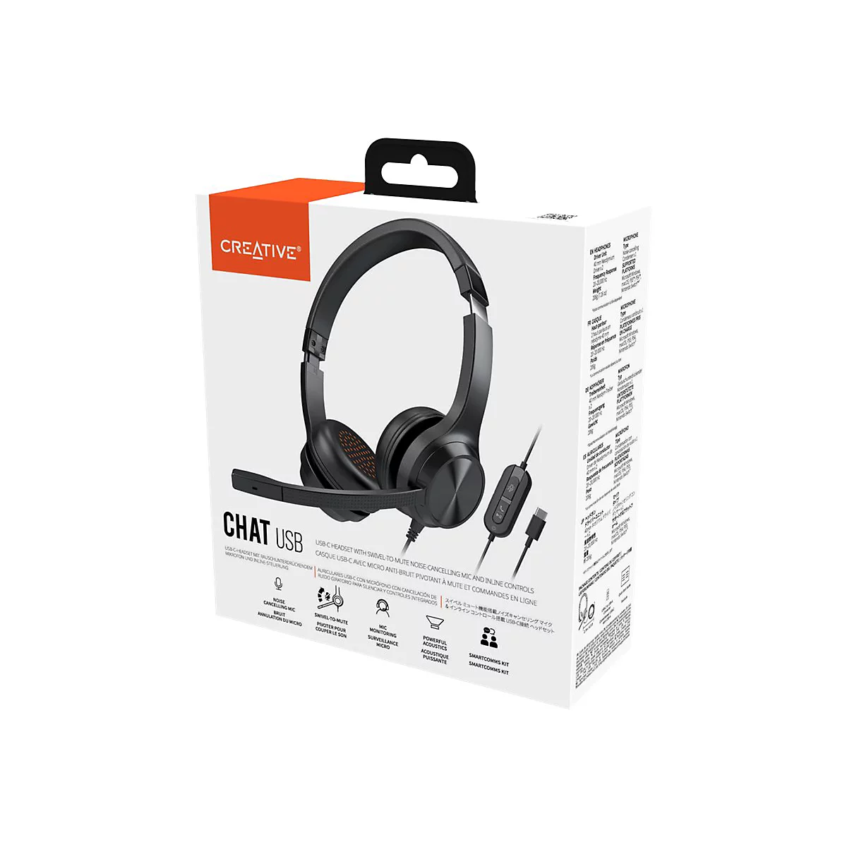 Creative Chat USB - Headset - On-Ear - kabelgebunden - USB-C - Schwarz