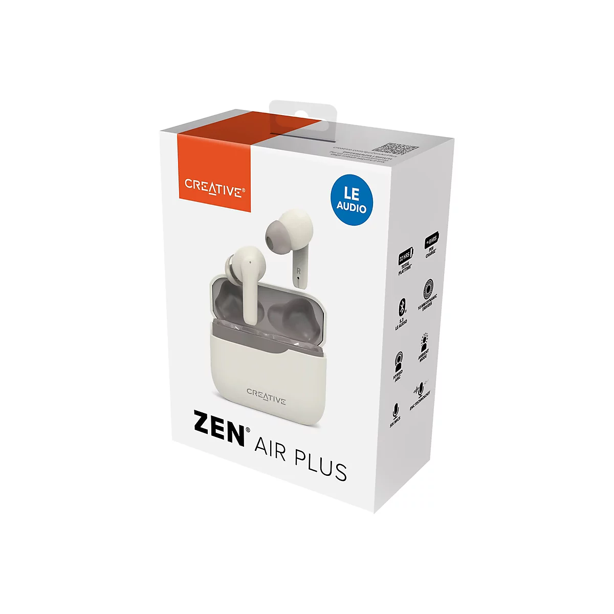 Creative Zen Air Plus - True Wireless-Kopfhörer mit Mikrofon - im Ohr - Bluetooth - aktive Rauschunterdrückung - Cremefarben