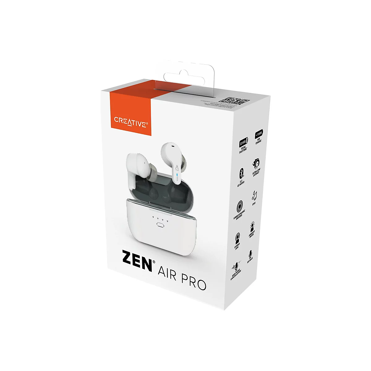 Creative Zen Air Pro - True Wireless-Kopfhörer mit Mikrofon - im Ohr - Bluetooth - aktive Rauschunterdrückung - weiß, Schwarz