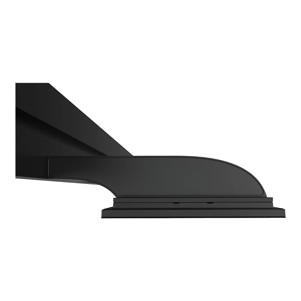 Detailaufnahme einer schwarzen, geschwungenen und abgerundeten Tischkante.