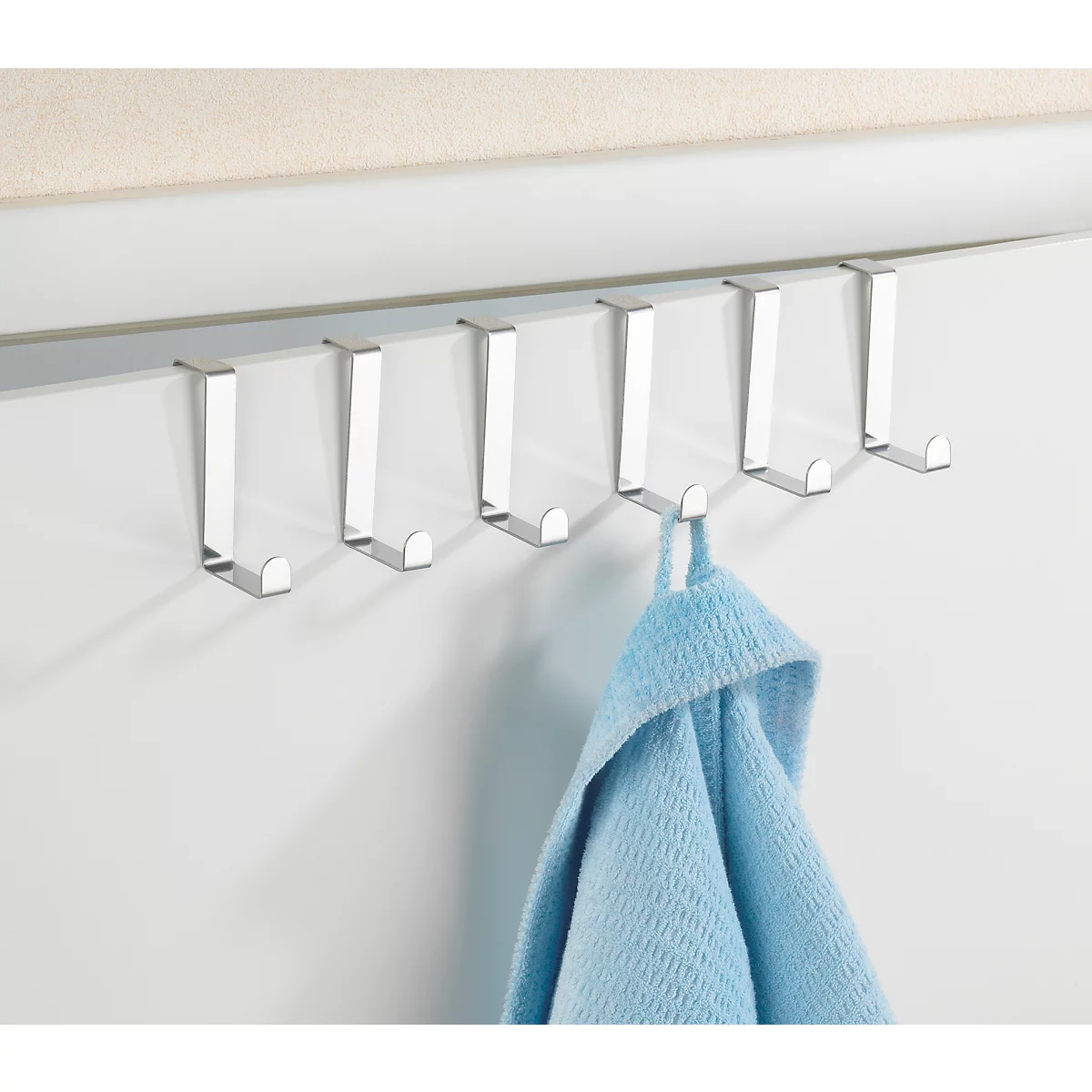 Crochet de vestiaire de porte, à accrocher aux portes avec une épaisseur de feuillure de 20 &amp; 40 mm, L 76 x P 60 x H 12 mm, acier inoxydable, argent, 6 pièces