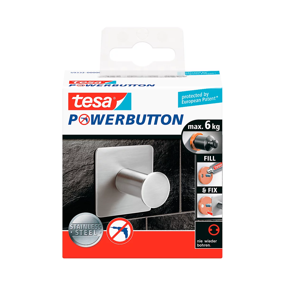 Crochet Powerbutton Classic tesa, inox, carré