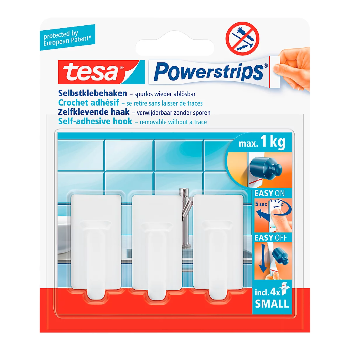 Crochet Powerstrips Small tesa, carré