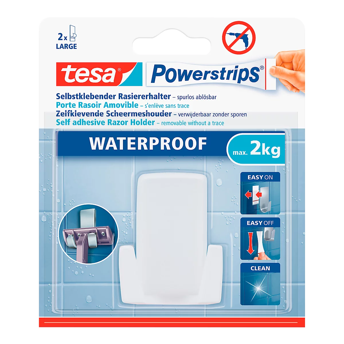 Crochet Powerstrips Wave tesa, pour pièces humides, pour objets de 2 kg max., 1 p.