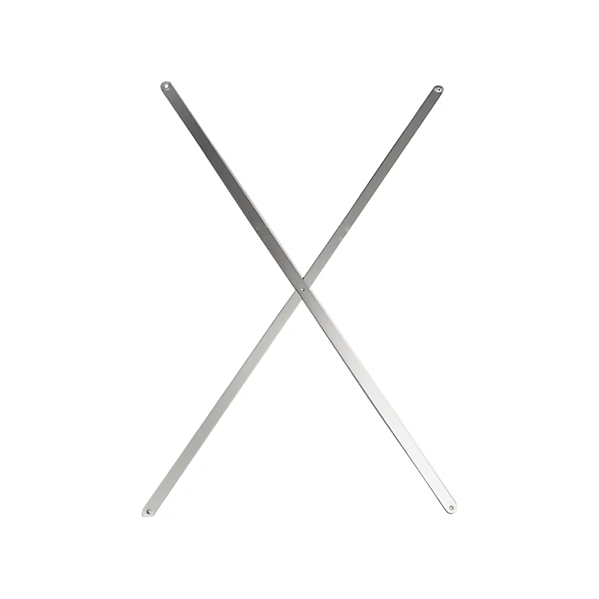 Two silver metal struts crossing in X-shape.