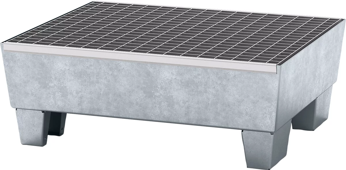 Cubeta ASECOS, de acero, con rejilla y pies de zócalo, capacidad de 60 l, ancho 635 x fondo 785 x alto 268, zincada