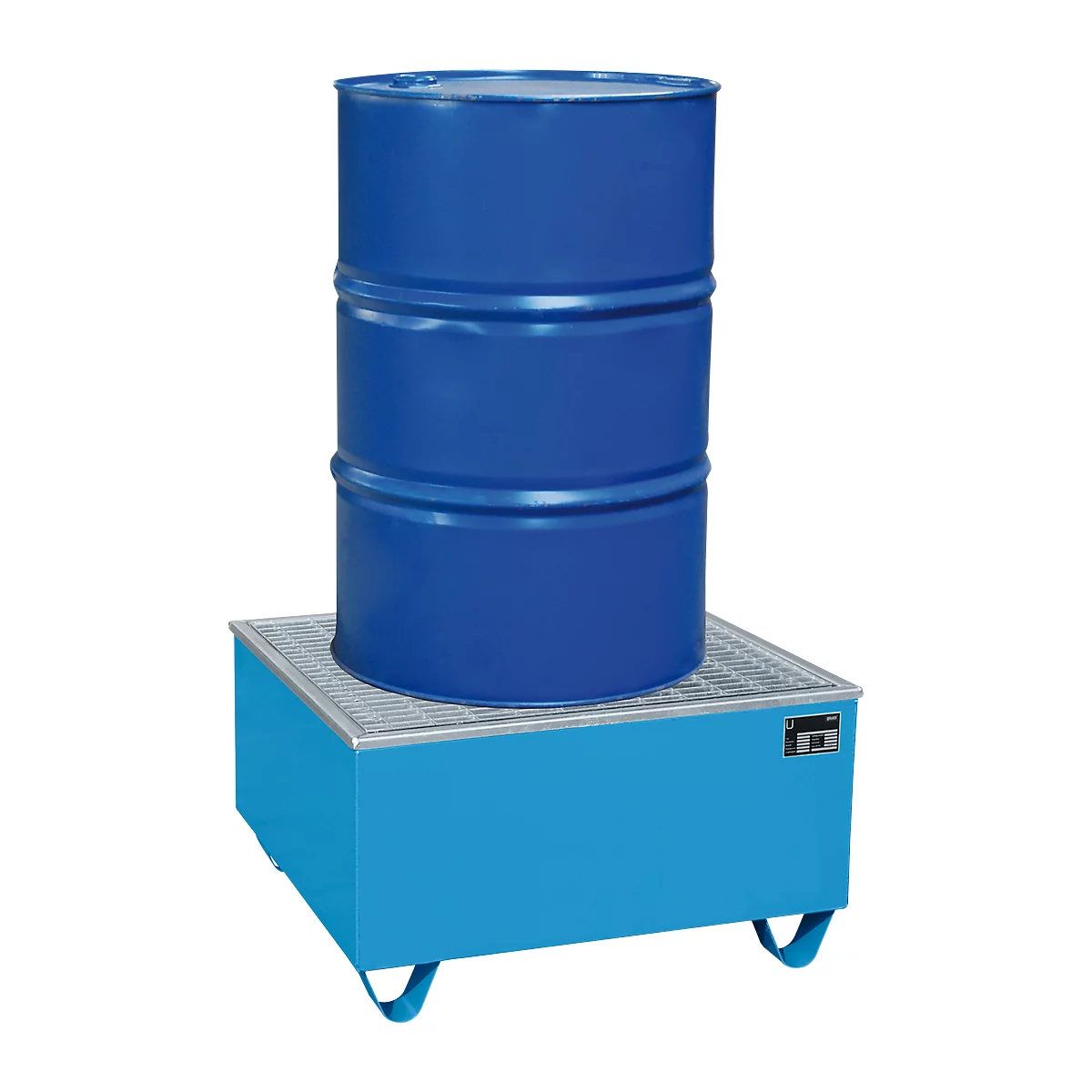 Cubeta BAUER AW-1/PE, con rejilla, 200 l, ancho 815 x fondo 815 x alto 470 mm, azul