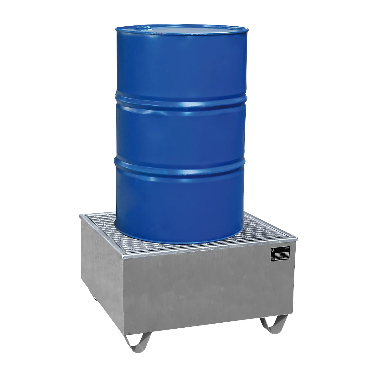 Cubeta BAUER AW-1/PE, con rejilla, 200 l, ancho 815 x fondo 815 x alto 470 mm, galvanizada