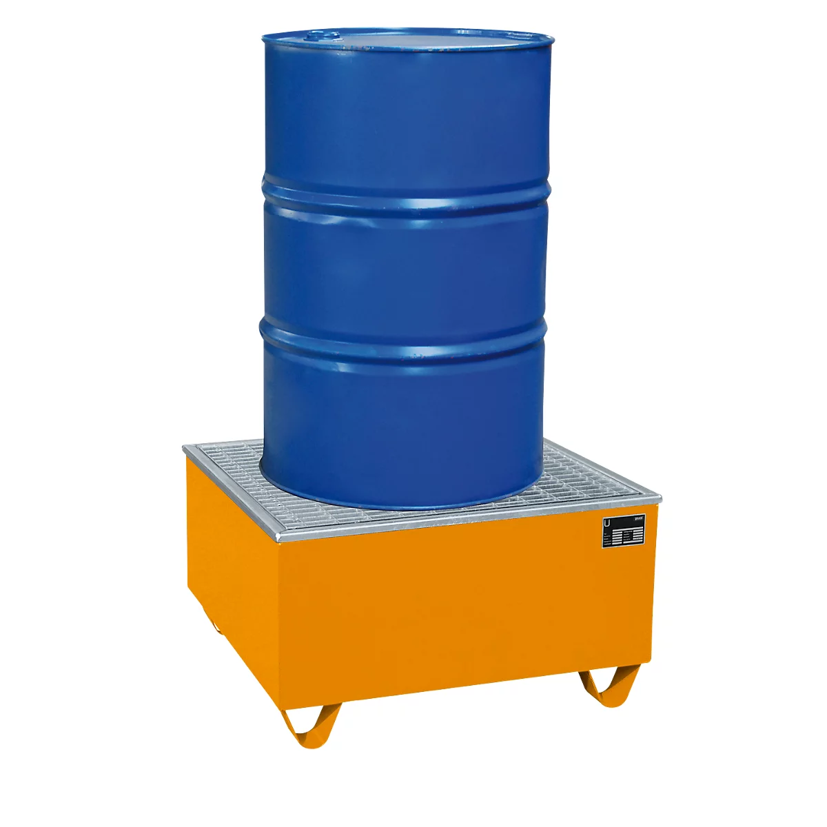 Cubeta BAUER AW-1/PE, con rejilla, 200 l, ancho 815 x fondo 815 x alto 470 mm, naranja