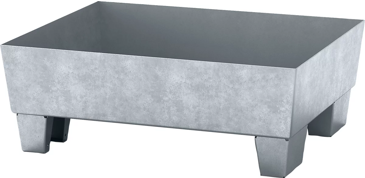 Cubeta colectora ASECOS, acero, con patas de zócalo, volumen de recogida 60 l, An 635 x P 785 x Al 268 mm, galvanizado