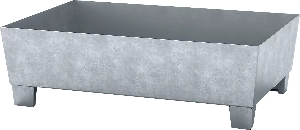 Cubeta colectora ASECOS, acero, con patines de apilador, volumen de recogida 200 l, An 815 x P 1235 x Al 350 mm, galvanizado