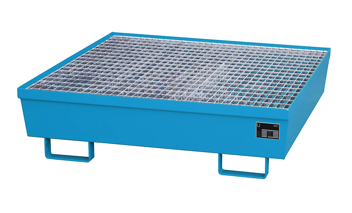 Cubeta colectora BAUER AM-4/A, con rejilla, acero, 245 l, An 1200 x P 1200 x Al 335 mm, azul
