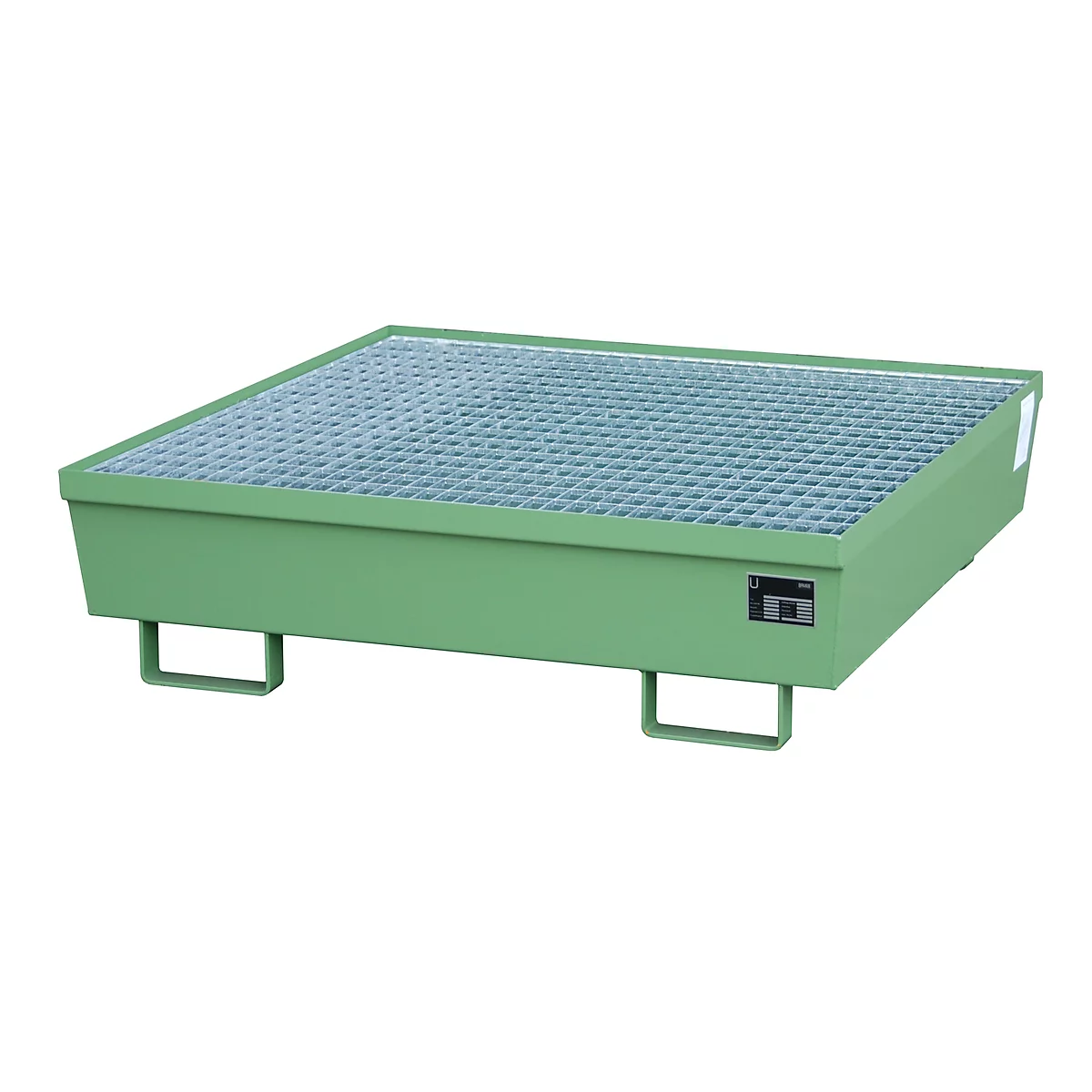 Cubeta colectora BAUER AM-4/A, con rejilla, acero, 245 l, An 1200 x P 1200 x Al 335 mm, verde