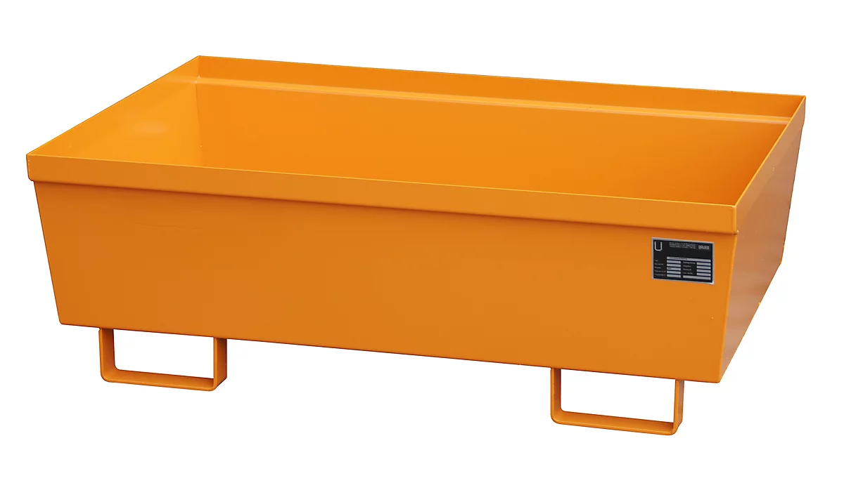 Cubeta colectora BAUER AO-2, acero, 246 l, An 1200 x P 800 x Al 415 mm, naranja