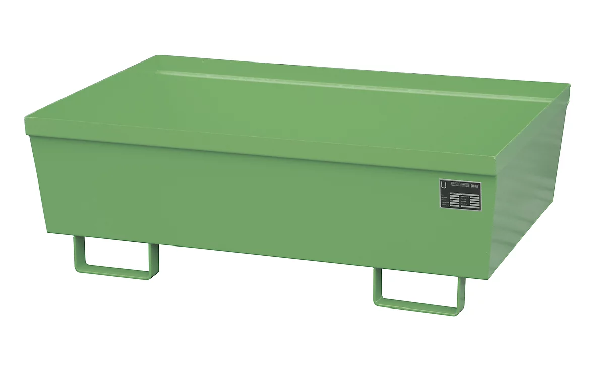 Cubeta colectora BAUER AO-2, acero, 246 l, An 1200 x P 800 x Al 415 mm, verde