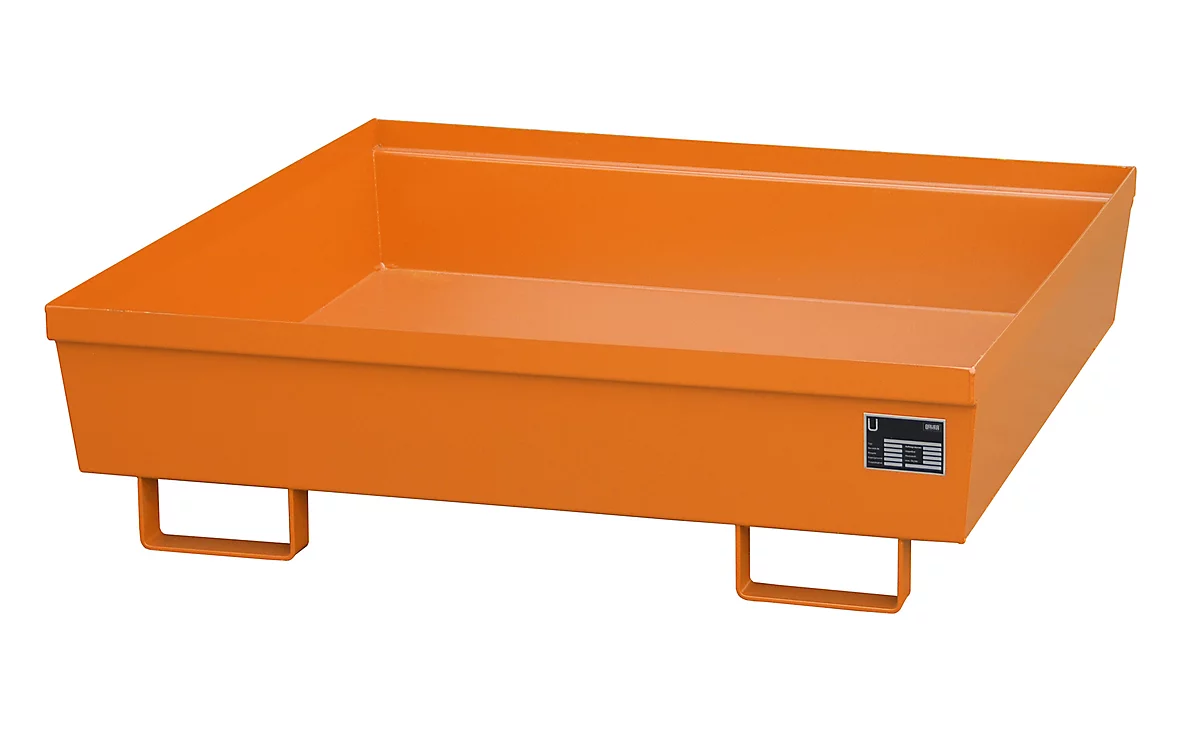 Cubeta colectora BAUER AO-4/A, acero, 280 l, An 1200 x P 1200 x Al 335 mm, naranja