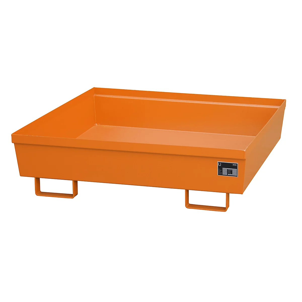 Cubeta colectora BAUER AO-4/A, acero, 280 l, An 1200 x P 1200 x Al 335 mm, naranja