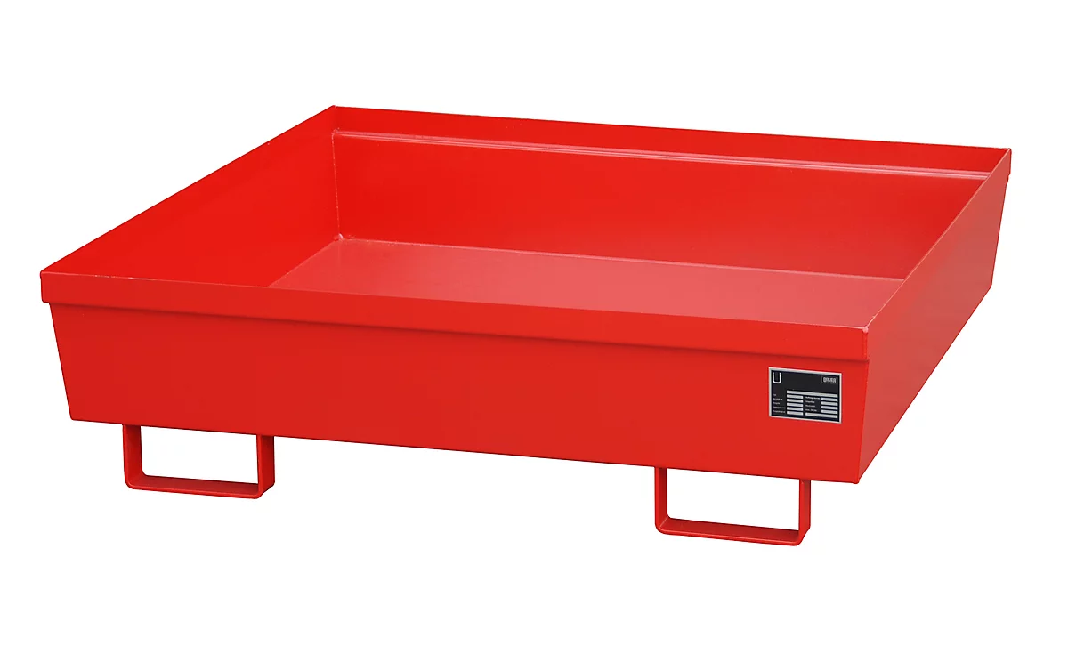 Cubeta colectora BAUER AO-4/A, acero, 280 l, An 1200 x P 1200 x Al 335 mm, rojo