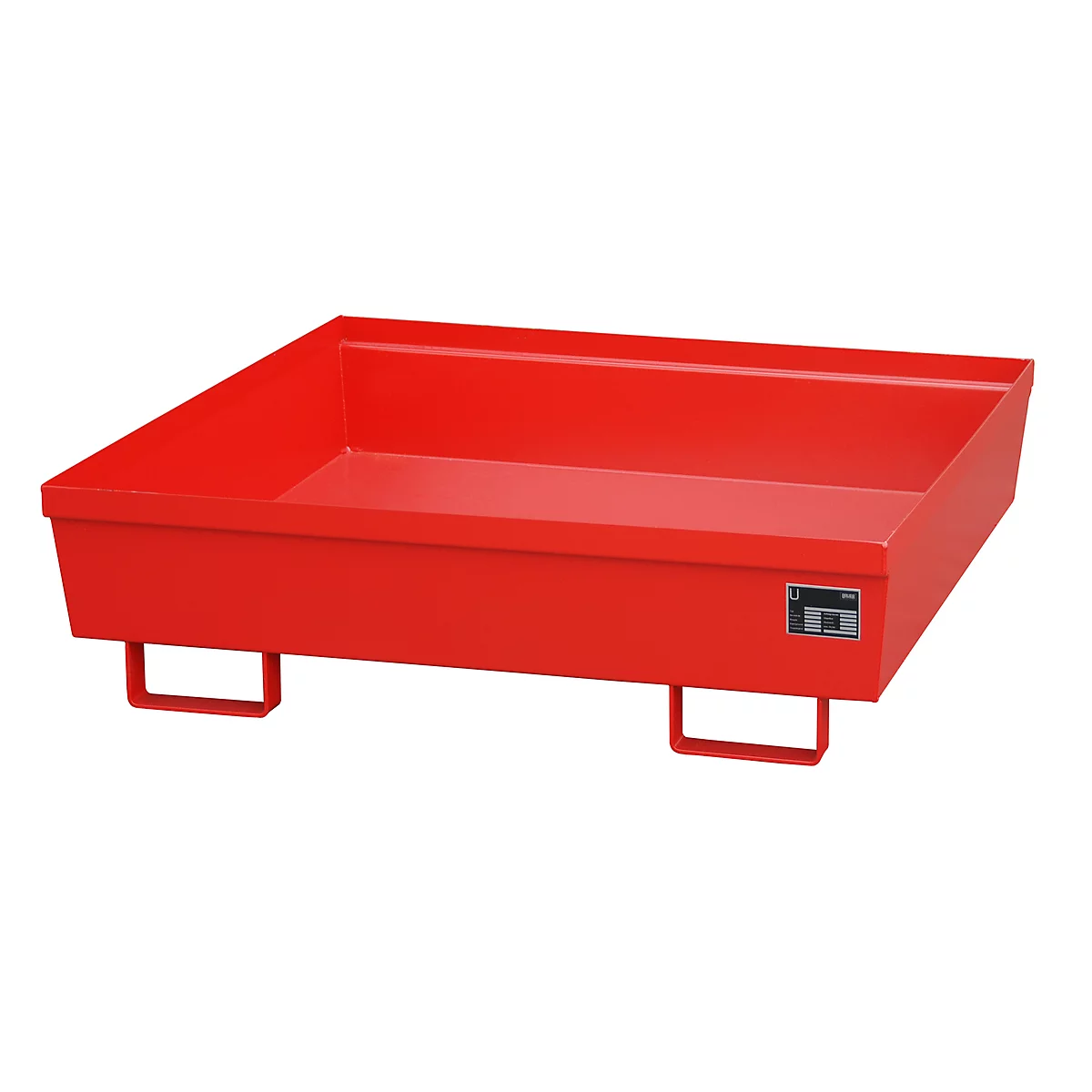 Cubeta colectora BAUER AO-4/A, acero, 280 l, An 1200 x P 1200 x Al 335 mm, rojo