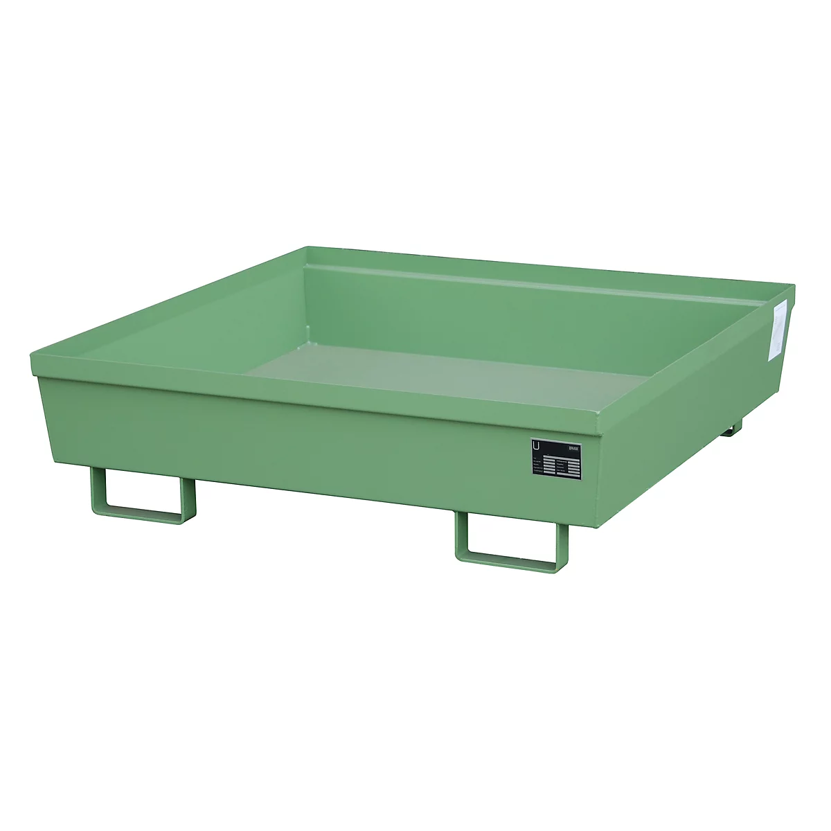 Cubeta colectora BAUER AO-4/A, acero, 280 l, An 1200 x P 1200 x Al 335 mm, verde