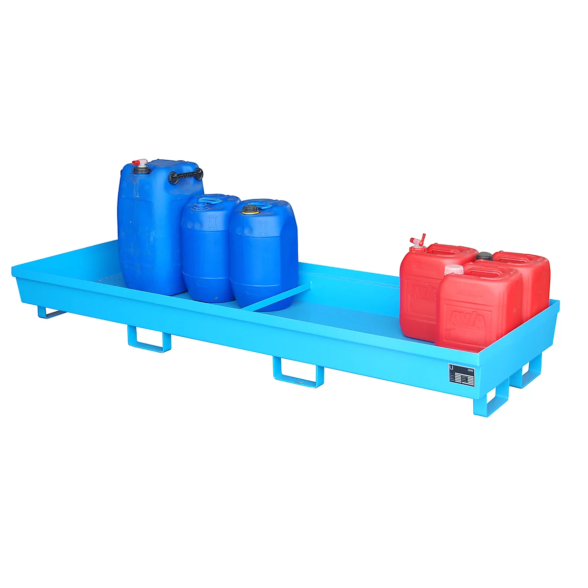 Cubeta colectora BAUER AO-4/B, acero, 280 l, An 2400 x P 800 x Al 285 mm, azul