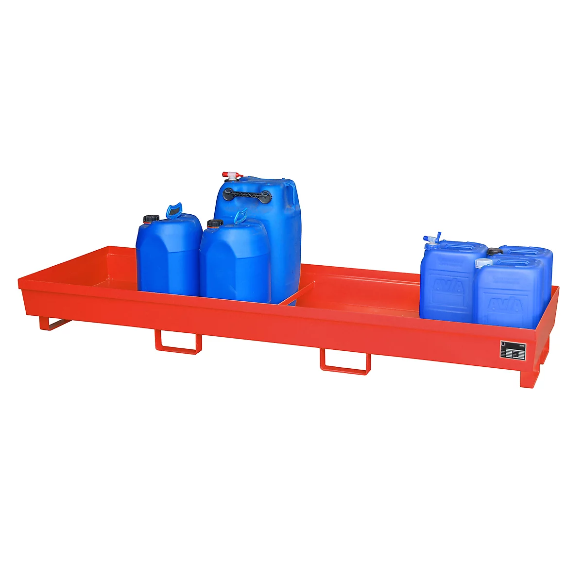 Cubeta colectora BAUER AO-4/B, acero, 280 l, An 2400 x P 800 x Al 285 mm, rojo