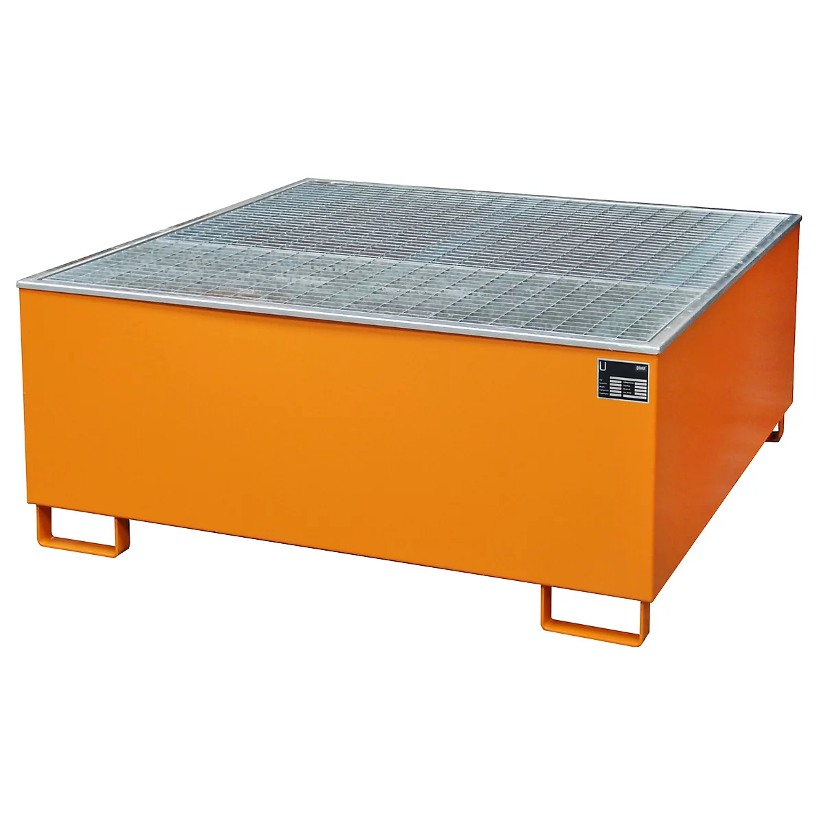 Cubeta colectora BAUER AW 1000/PE con rejilla, IBC 1000 l, An 1475 x P 1475 x Al 625 mm, naranja