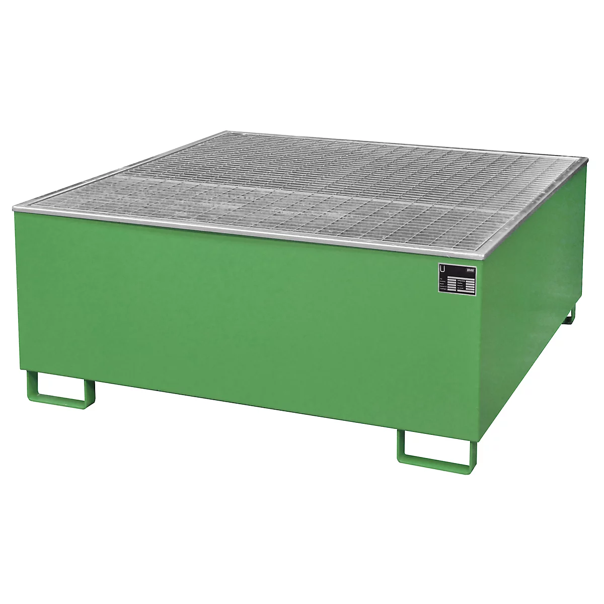 Cubeta colectora BAUER AW 1000/PE con rejilla, IBC 1000 l, An 1475 x P 1475 x Al 625 mm, verde