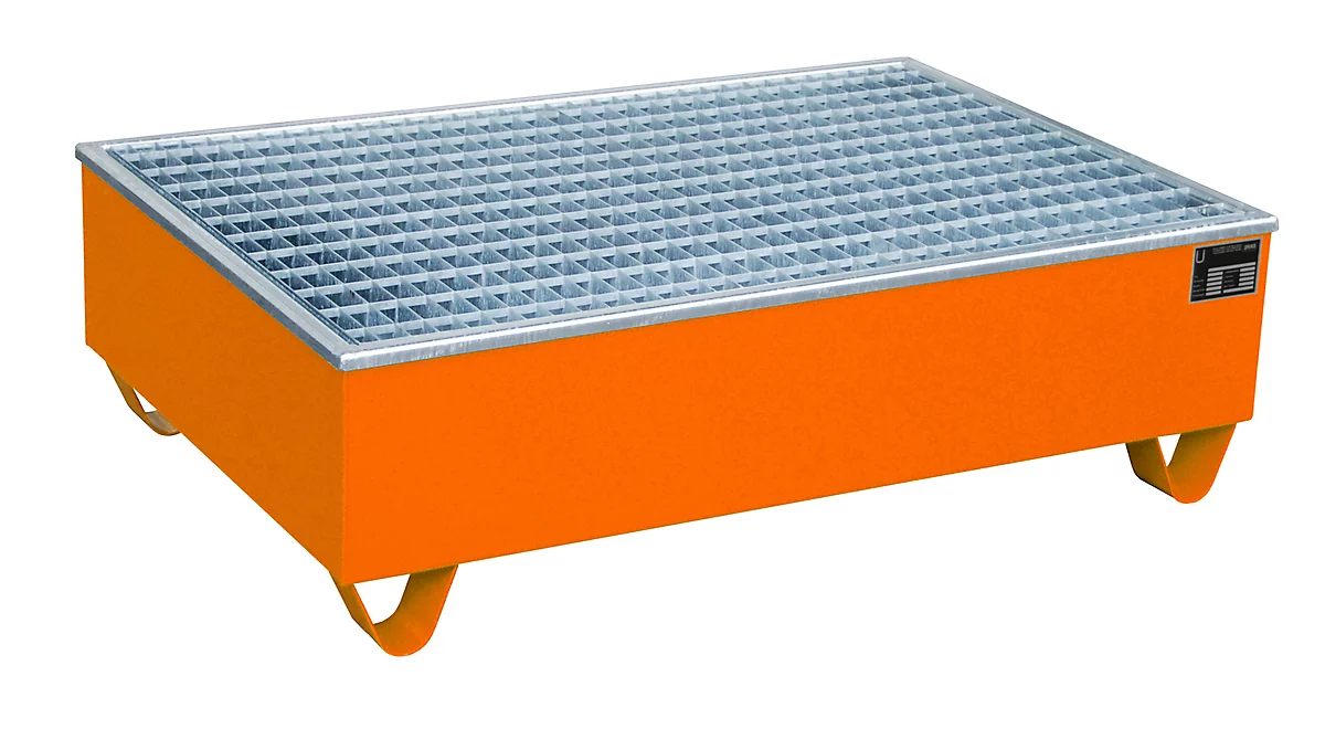 Cubeta colectora BAUER AW-2/PE con rejilla, 210 l, An 1215 x P 815 x Al 365 mm, naranja