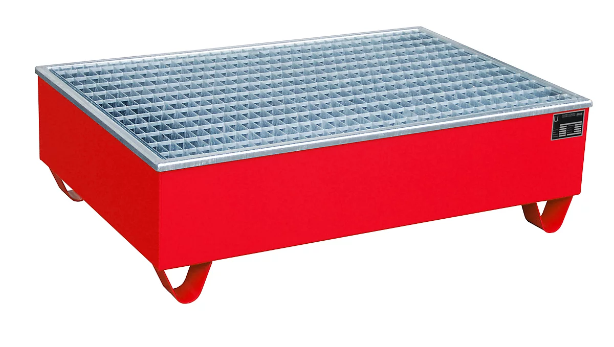 Cubeta colectora BAUER AW-2/PE con rejilla, 210 l, An 1215 x P 815 x Al 365 mm, rojo