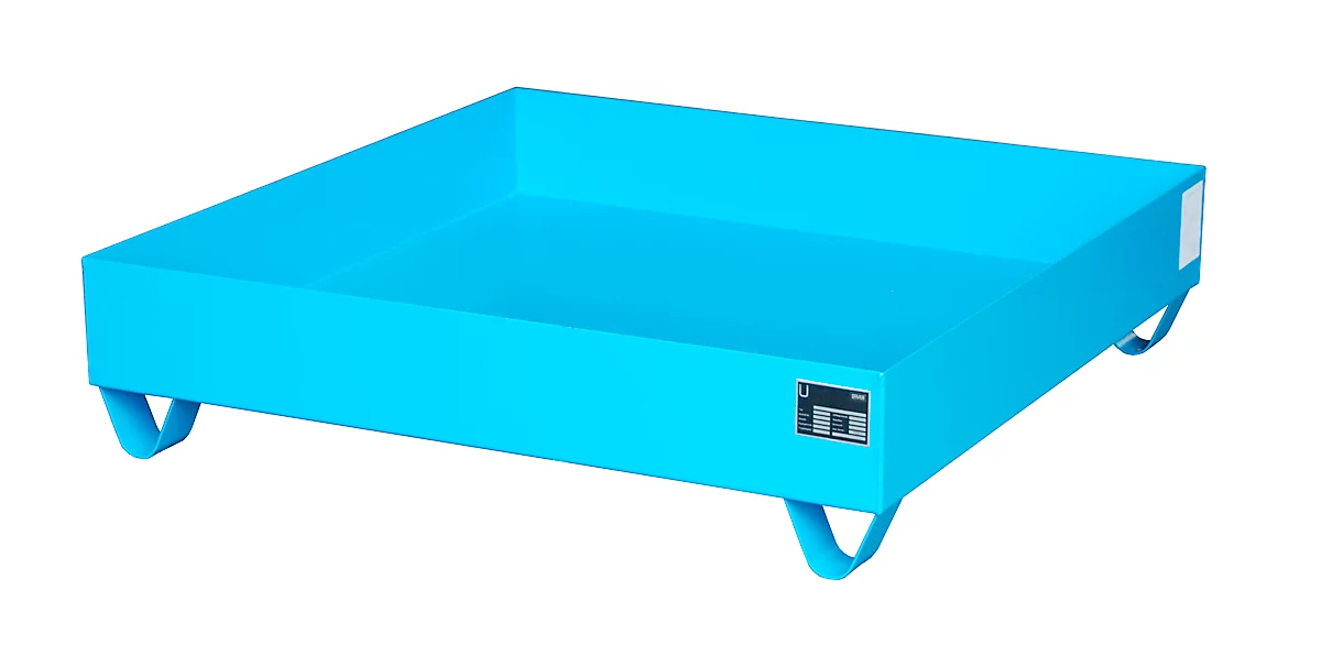 Cubeta colectora de acero sin rejilla, 1200 x 1200 mm, azul RAL 5012