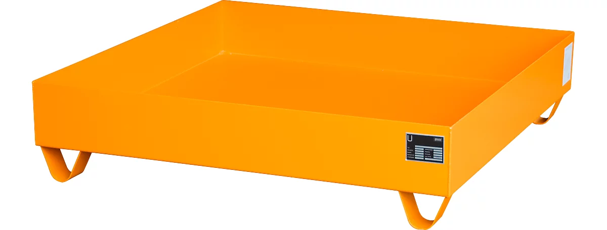 Cubeta colectora de acero sin rejilla, 1200 x 1200 mm, naranja RAL 2000