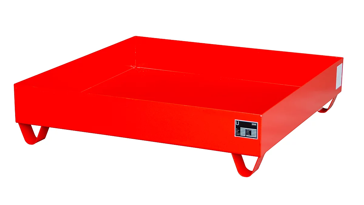 Cubeta colectora de acero sin rejilla, 1200 x 1200 mm, rojo RAL 3000