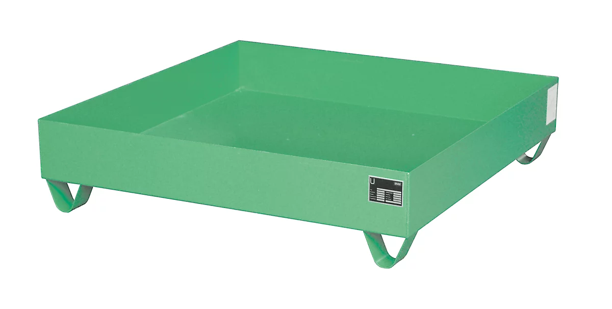 Cubeta colectora de acero sin rejilla, 1200 x 1200 mm, verde RAL 6011