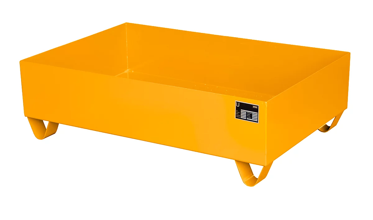 Cubeta colectora de acero sin rejilla, 1200 x 800 mm, naranja RAL 2000