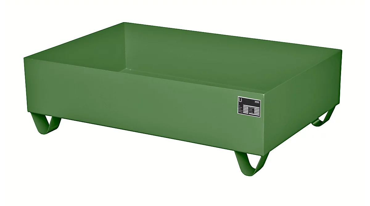 Cubeta colectora de acero sin rejilla, 1200 x 800 mm, verde RAL 6011