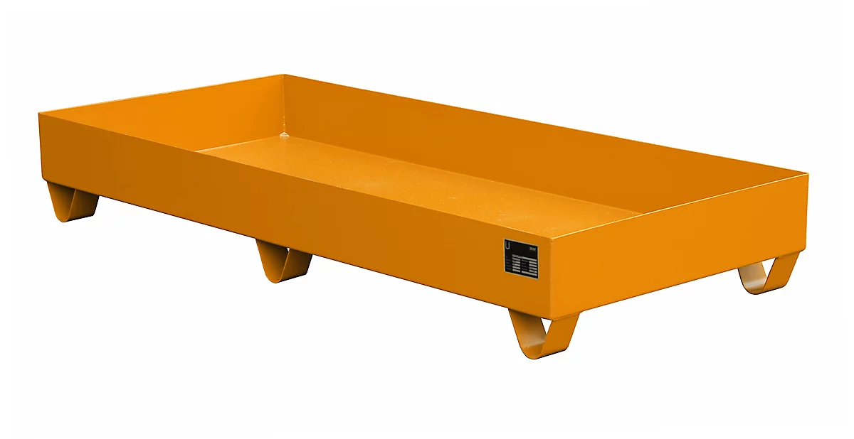 Cubeta colectora de acero sin rejilla, 1800 x 800 mm, naranja RAL 2000