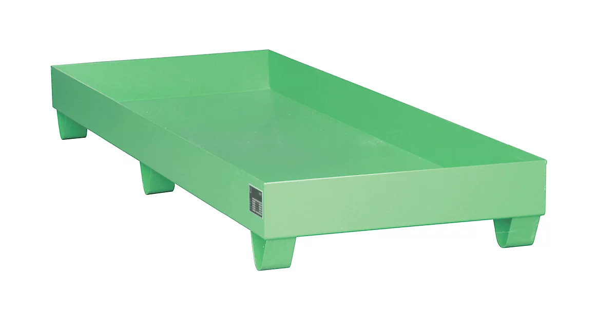 Cubeta colectora de acero sin rejilla, 1800 x 800 mm, verde RAL 6011