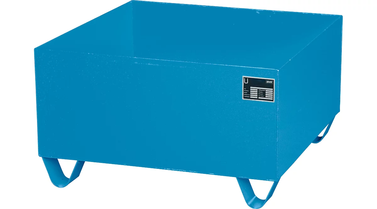 Cubeta colectora de acero sin rejilla, 800 x 800 mm, azul RAL 5012