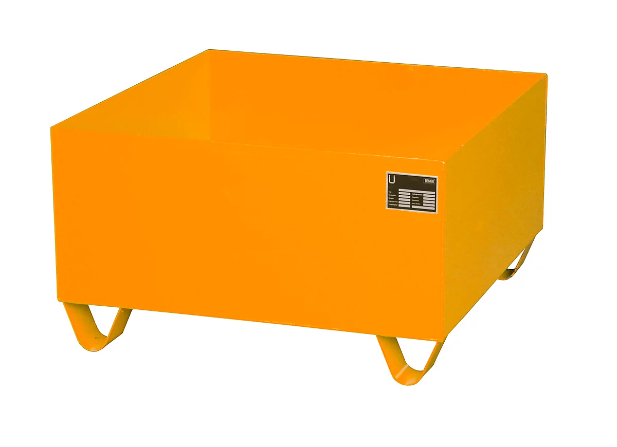 Cubeta colectora de acero sin rejilla, 800 x 800 mm, naranja RAL 2000