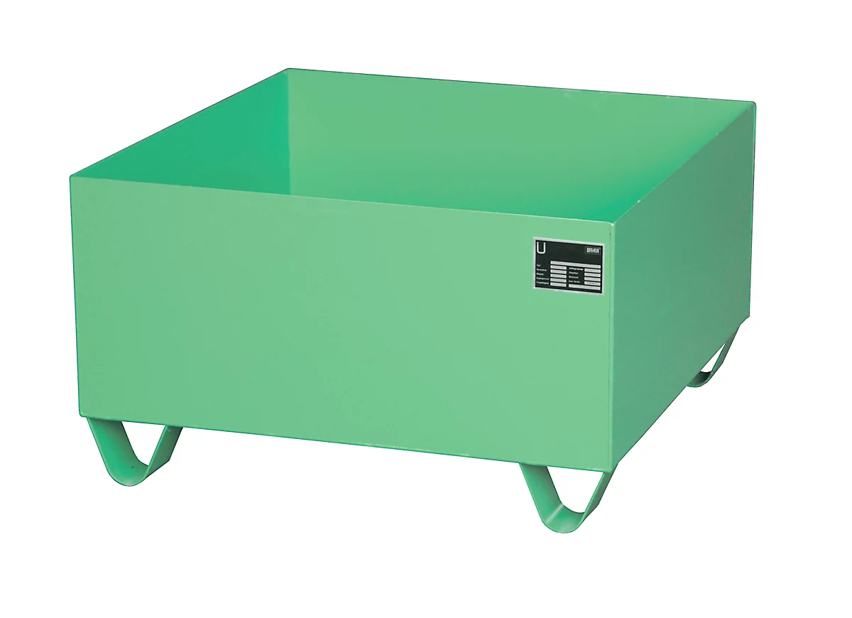Cubeta colectora de acero sin rejilla, 800 x 800 mm, verde RAL 6011