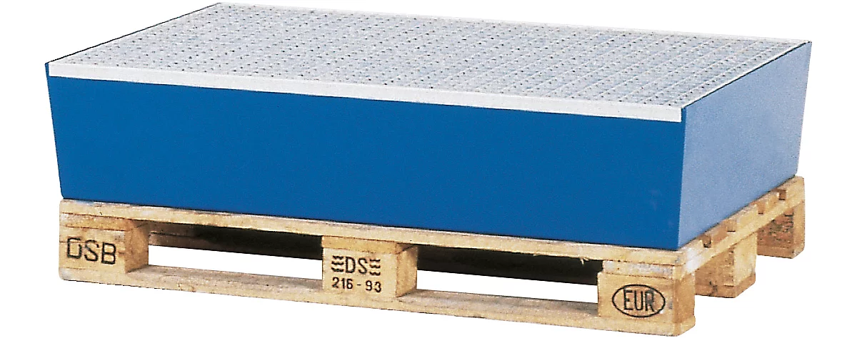 Cubeta colectora de palets ASECOS, acero, con rejilla, volumen de recogida 200 l, An 815 x P 1235 x Al 255 mm, lacado