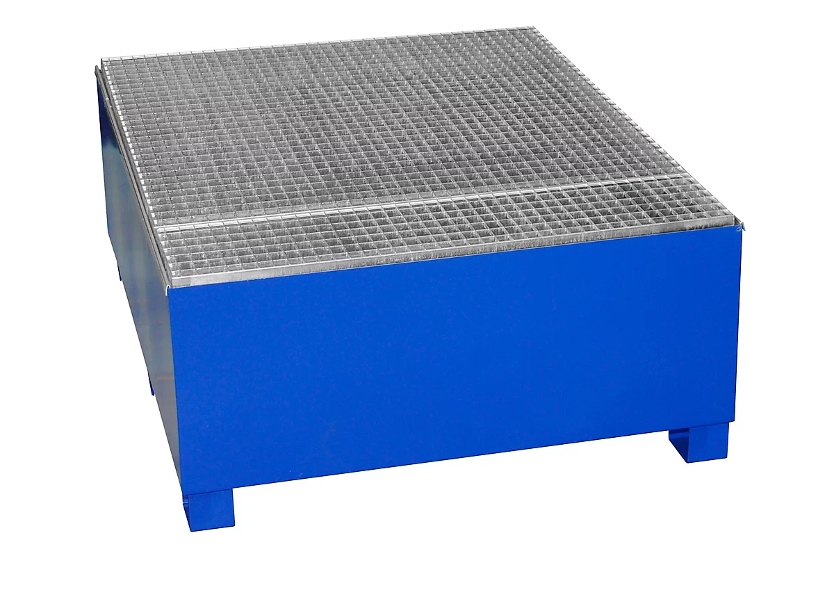 Cubeta colectora IBC CEMO GS1a, acero, volumen de recogida 1000 l, lacado, con superficie de trasiego, L 1600 x An 1260 x Al 670 mm